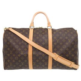 Bolso Louis Vuitton Keepall Bandoulière 50 Monogram Castaño Monograma