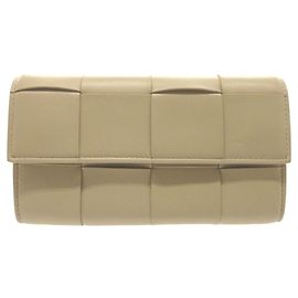 Bottega Veneta Beige Leather Long Wallet Beige
