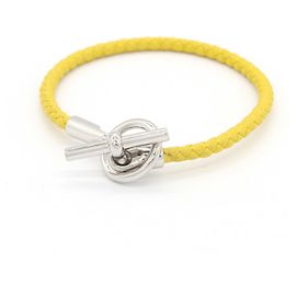 Hermès Hermes Glenan Yellow Leather Bangle Bracelet for Women Yellow