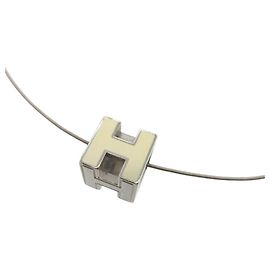 Hermès Hermes Cage d'H H-cube Halskette Silber Roh