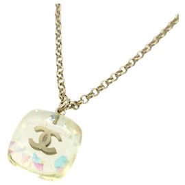 Collana quadrata vintage Chanel Coco Mark Glitter Argento Altro