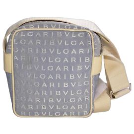 Bulgari Borsa a tracolla Bvlgari Logo Mania Canvas Blu Blu Beige