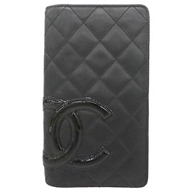 Portafoglio lungo in agnello Cambon Chanel Nero Rosa