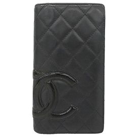 Portafoglio lungo in agnello Cambon Chanel Nero
