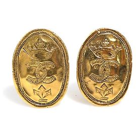 Boucles d'oreilles à clip en métal doré Chanel Doré