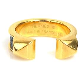 Hermès Bague Athena Double Clou Hermes Noir Doré