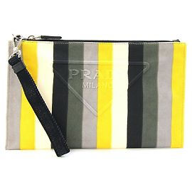 Clutch in tela multicolore e pelle Prada Multicolore