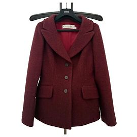Christian Dior Bordeaux Wool Blazer Jacket Red Dark red