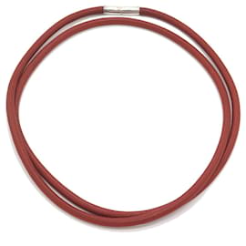 Hermès Collier Choker Rouge Hermes Argenté Rouge