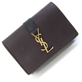 Saint Laurent Cassandra Origami Tiny Wallet Black Dark brown