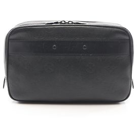 Louis Vuitton Monogram Shadow Clutch Bag Black