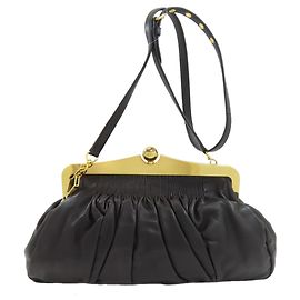 Borsa a tracolla Miu Miu in pelle di vitello con logo Nero