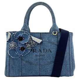 Bolsa 2-Way Prada Canapa Mini Flower Azul