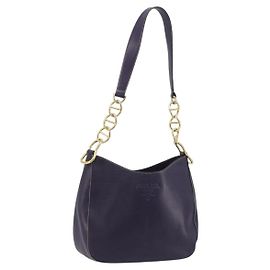 Bolsa de Ombro PRADA em Couro Roxo e Ouro Autêntica 188299A Dourado Roxo