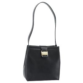 Borsa a tracolla Salvatore Ferragamo Vala in pelle nera e oro Auth ka5045 Nero D'oro