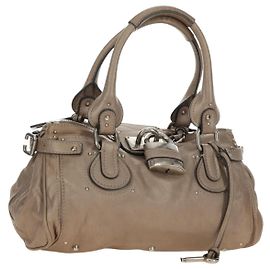 Chloé Chloe Paddington Handtasche Leder Beige Silber Auth 187855V Silber Beige