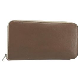 Hermès HERMES Azap Classic Long Wallet Leather Brown Auth bs35755 Brown
