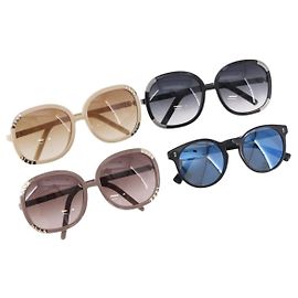 VALENTINO Chloe Sunglasses Plastic 4 Set Black Beige Brown Auth BA13633 Brown Black Beige