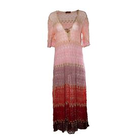 Missoni mare, robe en maille rose avec lurex Rose Doré
