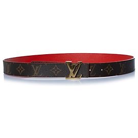 Louis Vuitton, cinturón con hebilla monogram reversible Castaño Roja