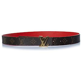 Louis Vuitton, cinto com fivela monogram reversível Marrom Vermelho