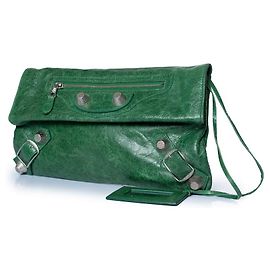 Balenciaga, clutch city em couro verde Verde