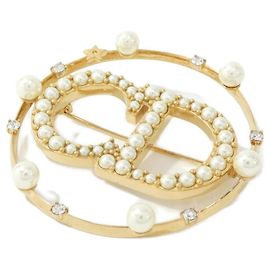 Christian Dior Claire Di Lune Brosche Weiß Golden Andere