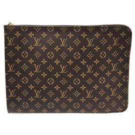 Borsa Louis Vuitton Monogram Pochette Documents Marrone