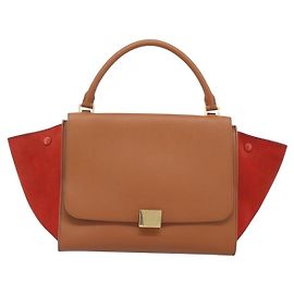 Céline Celine Trapeze en cuir avec daim Medium Marron