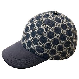 Gucci GG Supreme Baseballkappe - Dunkelblau Weiß Blau