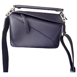 Loewe Puzzle Small Borsa in pelle blu navy Blu scuro