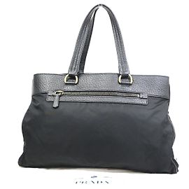 Tote Prada Tessuto in nylon e pelle Nero