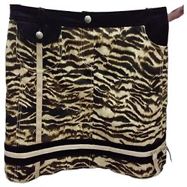 Minifalda Laurèl Jeans estampado cebra Castaño Negro Beige