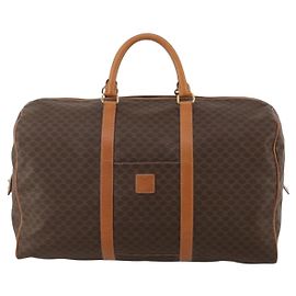 Céline Celine Vintage Duffle en toile et cuir Marron