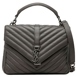 Bolsa de mão acolchoada Saint Laurent YSL Monogram College Medium Marrom