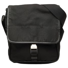 Borsa a tracolla con placca logo Triangle Prada Nero