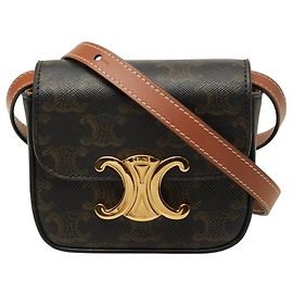 Céline Borsa a tracolla e a spalla Celine Triomphe Mini Claude Marrone Nero