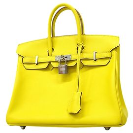 Hermès Bolsa Hermes Birkin 25 em couro Swift Lime Dourado