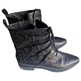 Autre Marque Botas Biker What For de couro preto com tachas Preto