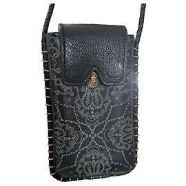 Claris Virot Piccola Borsa a Tracolla in Pelle Nera Paisley Nero