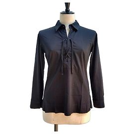 Blusa Ralph Lauren nera in cotone con lacci Nero