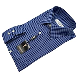 Yves Saint Laurent Chemise à carreaux vichy bleu vintage Chemise pour homme Taille 16/41 Bleu
