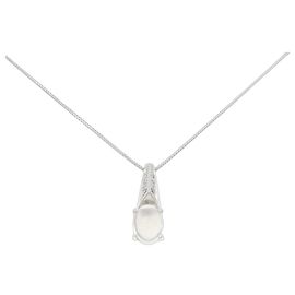 Autre Marque Colar de diamante e pedra da lua Au750 Dourado