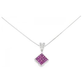 Autre Marque Au750 2way Ruby Diamond Necklace Silvery