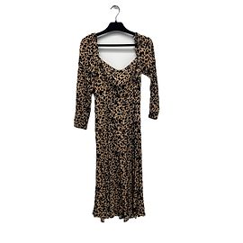 Reformation Patterned Viscose Dress Brown Brown