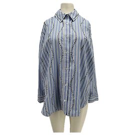 Camicia a righe in cotone blu Essentiel Antwerp Blu