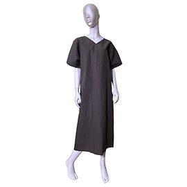 SOFIE D'HOORE Midi-Kleid Disa mit V-Ausschnitt in Dunkelgrau Anthrazitgrau
