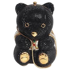 Judith Leiber Pochette ours ornée de cristaux noirs Noir