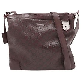 Bolsa transversal de couro Guccissima marrom escuro Marrom