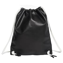 Rick Owens Black leather drawstring backpack Black